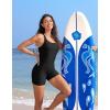 imagebeautyin Boyleg Swimsuits for Women Athletic One Piece Bathing Suit Crisscross Back SwimwearBlack