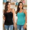 imagebeautyin Cotton Camisole Tops for Women Shelf Bra Adjustable Spaghetti Strap Tank Top Basic Cami UndershirtAquaBlack 2 Pack