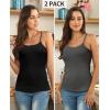 imagebeautyin Cotton Camisole Tops for Women Shelf Bra Adjustable Spaghetti Strap Tank Top Basic Cami UndershirtGrayBlack 2 Pack