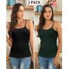 imagebeautyin Cotton Camisole Tops for Women Shelf Bra Adjustable Spaghetti Strap Tank Top Basic Cami UndershirtGreenBlack 2 Pack