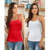 imagebeautyin Cotton Camisole Tops for Women Shelf Bra Adjustable Spaghetti Strap Tank Top Basic Cami UndershirtRedWhite 2 Pack