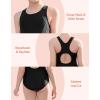 imagebeautyin Girls Swimsuit Athletic One Piece Practice Swimwear Competition Bathing SuitBlack
