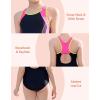 imagebeautyin Girls Swimsuit Athletic One Piece Practice Swimwear Competition Bathing SuitBlackRose