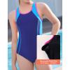 imagebeautyin Girls Swimsuit Athletic One Piece Practice Swimwear Competition Bathing SuitNavyBlue