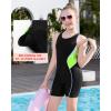 imagebeautyin Girls Swimsuit Size 814 Boyleg One Piece Athletic Bathing Suit Training SwimwearBlackYellow