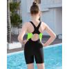 imagebeautyin Girls Swimsuit Size 814 Boyleg One Piece Athletic Bathing Suit Training SwimwearBlackYellow