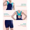 imagebeautyin Girls Swimsuit Size 814 Boyleg One Piece Athletic Bathing Suit Training SwimwearNavyBlue