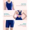 imagebeautyin Girls Swimsuit Size 814 Boyleg One Piece Athletic Bathing Suit Training SwimwearNavyPink