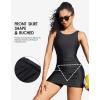 imagebeautyin Modest Swimsuits for Women Ruched Boyleg Swimwear Side Pocket Bathing SuitBlack