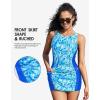 imagebeautyin Modest Swimsuits for Women Ruched Boyleg Swimwear Side Pocket Bathing SuitBlueNavy