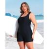 imagebeautyin Plus Size Swimsuit for Women Athletic Boyleg One Piece Bathing SuitBlack