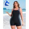 imagebeautyin Plus Size Swimsuit for Women Athletic Boyleg One Piece Bathing SuitGrayBlack