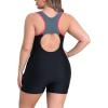 imagebeautyin Plus Size Swimsuit for Women Athletic Boyleg One Piece Bathing SuitGrayBlack
