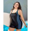 imagebeautyin Plus Size Swimsuit for Women Athletic Boyleg One Piece Bathing SuitYellowBlack