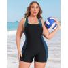 imagebeautyin Plus Size Swimsuit for Women Athletic Boyleg One Piece Bathing SuitYellowBlack
