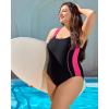 imagebeautyin Plus Size Womens Swimsuit One Piece Athletic Racerback Bathing SuitsRedBlack