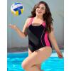 imagebeautyin Plus Size Womens Swimsuit One Piece Athletic Racerback Bathing SuitsRedBlack