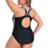 imagebeautyin Plus Size Womens Swimsuit One Piece Athletic Racerback Bathing SuitsWhite PrintBlack