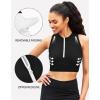 imagebeautyin Sleeveless Slim Fitted Crop Tops for Women Front Zip Up Ribbed Racerback SwimwearBlack