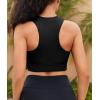 imagebeautyin Sleeveless Slim Fitted Crop Tops for Women Front Zip Up Ribbed Racerback SwimwearBlack