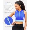 imagebeautyin Sleeveless Slim Fitted Crop Tops for Women Front Zip Up Ribbed Racerback SwimwearBlue