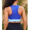 imagebeautyin Sleeveless Slim Fitted Crop Tops for Women Front Zip Up Ribbed Racerback SwimwearBlue