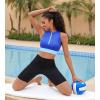 imagebeautyin Sleeveless Slim Fitted Crop Tops for Women Front Zip Up Ribbed Racerback SwimwearBlue