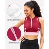 imagebeautyin Sleeveless Slim Fitted Crop Tops for Women Front Zip Up Ribbed Racerback SwimwearRed