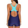 imagebeautyin Swimsuit Women Boyleg One Piece Water Aerobic Competitive Bathing SuitAqua Navy Printed