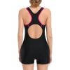 imagebeautyin Swimsuit Women Boyleg One Piece Water Aerobic Competitive Bathing SuitBlack