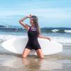 imagebeautyin Swimsuit Women Boyleg One Piece Water Aerobic Competitive Bathing SuitBlack