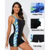 imagebeautyin Swimsuit Women Boyleg One Piece Water Aerobic Competitive Bathing SuitBlackBlue Printed