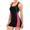 imagebeautyin Swimsuit Women Boyleg One Piece Water Aerobic Competitive Bathing SuitBlackPinkBlue