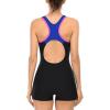 imagebeautyin Swimsuit Women Boyleg One Piece Water Aerobic Competitive Bathing SuitBlackRoyal BlueRose