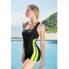 imagebeautyin Swimsuit Women Boyleg One Piece Water Aerobic Competitive Bathing SuitBlackyellow