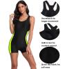 imagebeautyin Swimsuit Women Boyleg One Piece Water Aerobic Competitive Bathing SuitBlackyellow