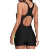 imagebeautyin Swimsuit Women Boyleg One Piece Water Aerobic Competitive Bathing SuitBlackyellow