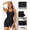 imagebeautyin Swimsuit Women Boyleg One Piece Water Aerobic Competitive Bathing SuitFaux Shark SkinBlack