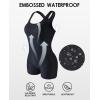 imagebeautyin Swimsuit Women Boyleg One Piece Water Aerobic Competitive Bathing SuitFaux Shark SkinBlack
