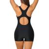 imagebeautyin Swimsuit Women Boyleg One Piece Water Aerobic Competitive Bathing SuitFaux Shark SkinBlack