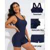 imagebeautyin Swimsuit Women Boyleg One Piece Water Aerobic Competitive Bathing SuitFaux Shark SkinNavy
