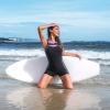 imagebeautyin Swimsuit Women Boyleg One Piece Water Aerobic Competitive Bathing SuitGrayBlack