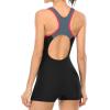 imagebeautyin Swimsuit Women Boyleg One Piece Water Aerobic Competitive Bathing SuitGrayBlack