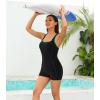 imagebeautyin Swimsuit Women Boyleg One Piece Water Aerobic Competitive Bathing SuitGreenRacerback