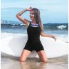 imagebeautyin Swimsuit Women Boyleg One Piece Water Aerobic Competitive Bathing SuitGreenRacerback