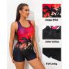 imagebeautyin Swimsuit Women Boyleg One Piece Water Aerobic Competitive Bathing SuitLeaf PrintBlack