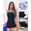 imagebeautyin Swimsuit Women Boyleg One Piece Water Aerobic Competitive Bathing SuitMulticolor Print