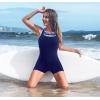 imagebeautyin Swimsuit Women Boyleg One Piece Water Aerobic Competitive Bathing SuitNavy