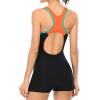 imagebeautyin Swimsuit Women Boyleg One Piece Water Aerobic Competitive Bathing SuitOrangeBlack