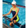 imagebeautyin Swimsuit Women Boyleg One Piece Water Aerobic Competitive Bathing SuitYellowNavy